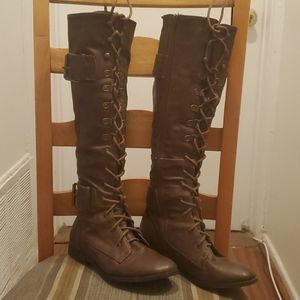 Brown Tall Combat boots